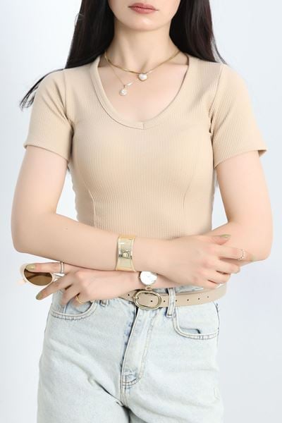 Fitilli V Yaka Body Bej - 70536.1388.