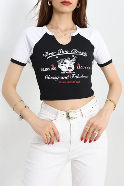 Kaşkorse Crop Body Siyahbeyaz - 41340.1856.