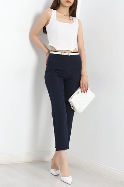 Kare Yaka Crop Atlet Beyaz - 3939.1595.
