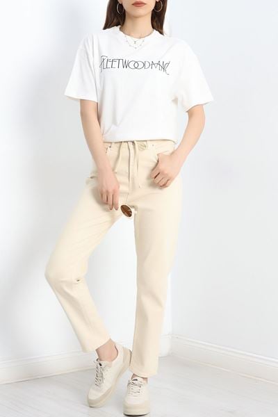 Baskılı Oversize Tişört Ekrusiyah2 - 40637.1872.