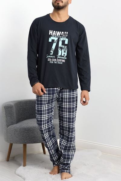 Baskılı Erkek Pijama Takımı Lacivert - 40293.1838.