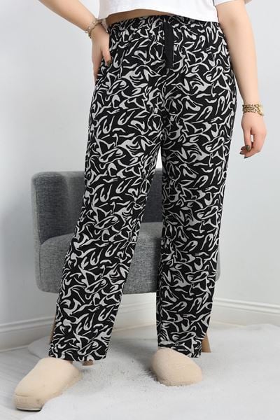 Büyük Beden Poliviskon Pijama Altı Siyah1 - 41303.1048.