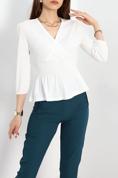 Gipeli Uzun Kol Bluz Beyaz - 90342.1567.