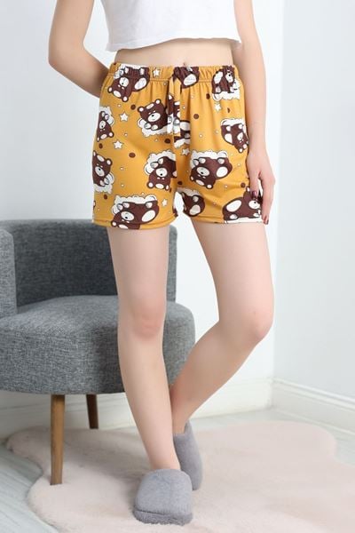 Desenli Milan Kumaş Pijama Şort Kahveayıcık - 60241.1878.